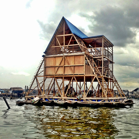 Makoko Floating School designed by NLÉ, Makoko Community Building Team. Photograph by NLÉ