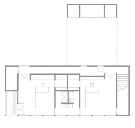 Ground floor plan of Maine residence by Bruce Norelius Studio reveals ageing with a fading cedar facade