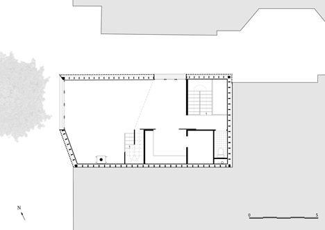 Floor plan of One-storey addition to house in Paris by BANG Architectes