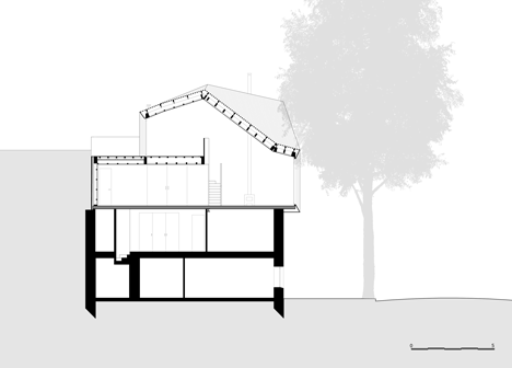 Section of One-storey addition to house in Paris by BANG Architectes