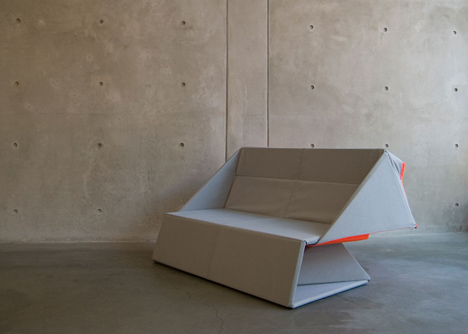 Origami Sofa by Yumi Yoshida unfolds to become a floor mat