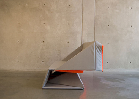 Origami Sofa by Yumi Yoshida unfolds to become a floor mat