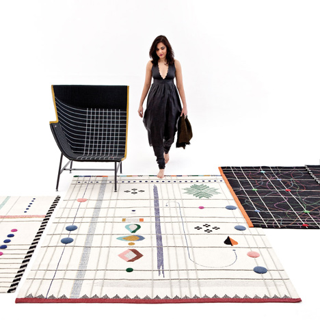 Handmade rugs designed by Doshi Levien pay homage to tribal Indian folk embroidery