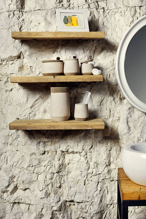 Recycled marble dust used to create simple homeware range by Francesca Gattello