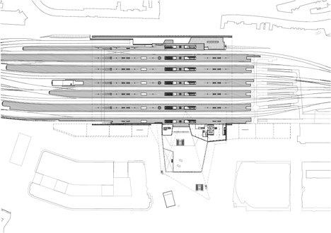 Station plan of Rotterdam Centraal station redevelopment by Benthem Crouwel Architects, MVSA Architects and West 8