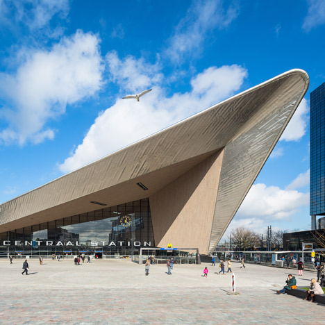 Rotterdam Centraal station reopens with a pointed metal-clad entrance