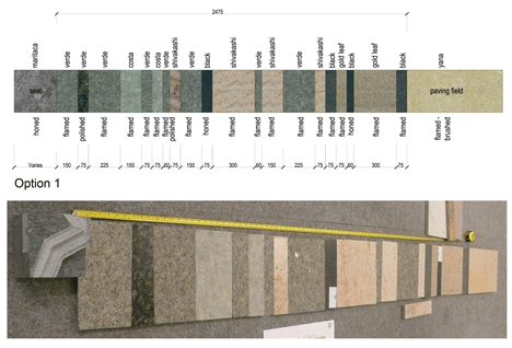 Diagram of paving shades and textures of Sowwah Square by Martha Schwartz Partners