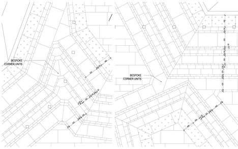 Corner paving details of Sowwah Square by Martha Schwartz Partners