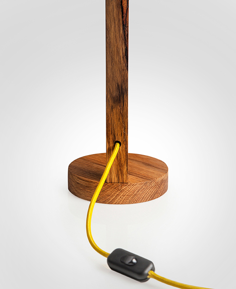 Haim Evgi crafts wooden balanced-arm TZAP lamps
