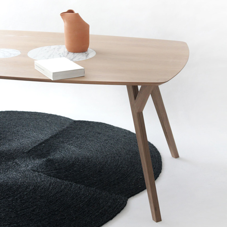 Martin Azua's Trees and Rocks table contrasts wood with marble