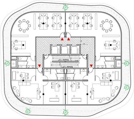 Typical upper floor plan of Walls of foliage will surround the towers of Gardens of Anfa by Maison Edouard Francois