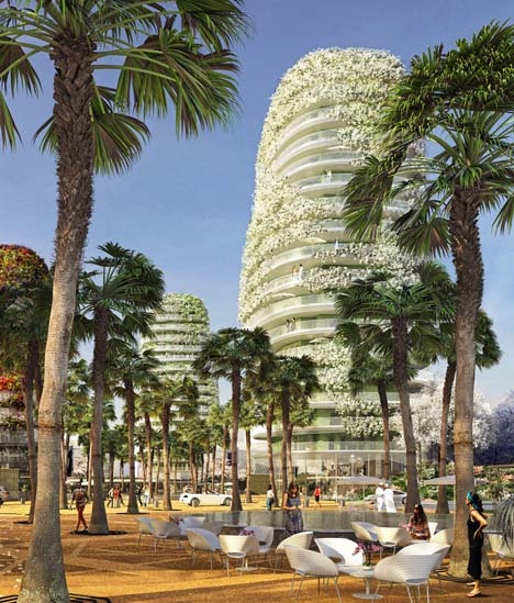 Walls of foliage will surround the towers of Gardens of Anfa by Maison Edouard Francois
