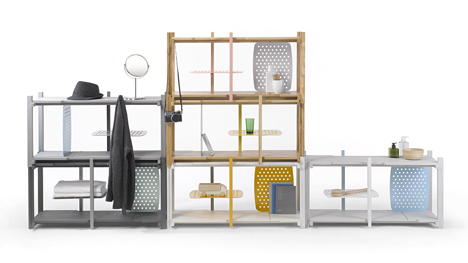 Stackle modular shelving system designed by THINKK Studio