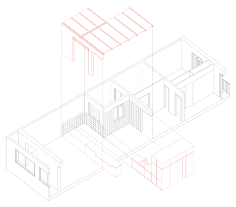 Axonometric diagram of Barcelona apartment renovation by Carles Enrich