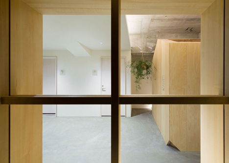 Garden-like office interior by Tsubasa Iwahashi boasts hanging baskets and a wooden shed