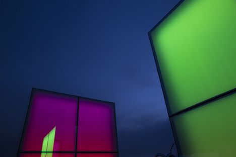 Reflection Field by Phillip K Smith III is an installation of glowing neon mirrors for Coachella