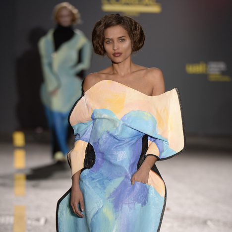Fiona O'Neill hand-paints dresses for Central Saint Martins fashion show