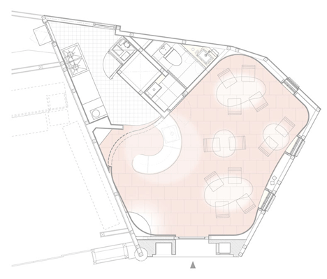 Floor plan of Japanese confectionary and tea shop by Hiroyuki Ogawa Architects