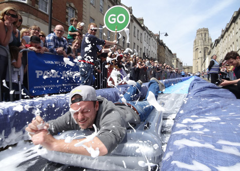 Luke Jerram transforms Bristols Park Street into 90-metre water slide