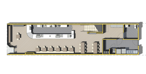 Floor plan of St Franks Coffee by OpenScope Studio