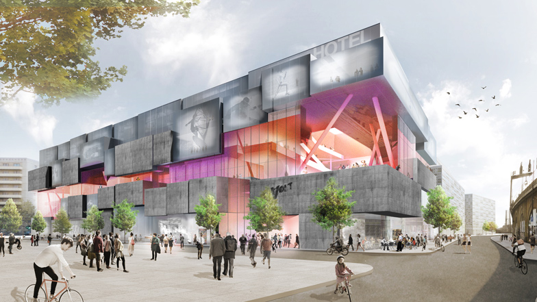 J Mayer H designs Volt Berlin shopping centre offering indoor skydiving and surfing 