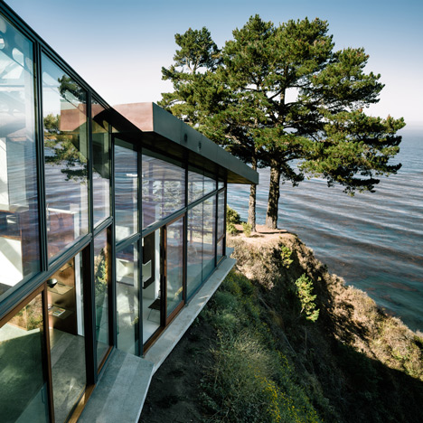 Fall House by Fougeron Architecture steps down a cliff side