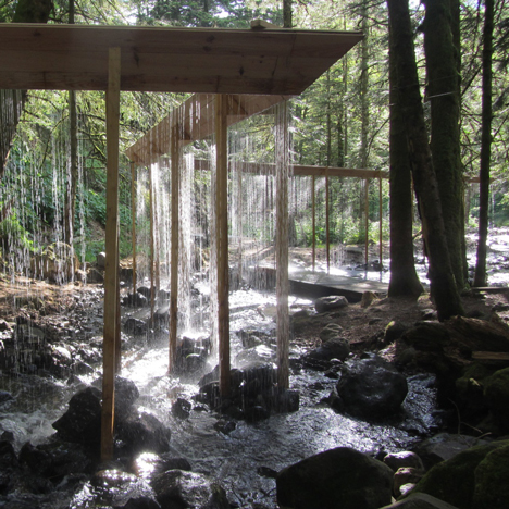 Bridal Veil installation by Louis Sicard creates a curtain of water through the forest