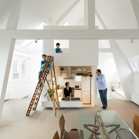 Apartment in Amsterdam by MAMM Design features a sunken kitchen