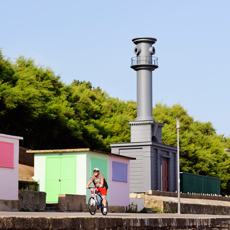 Pablo Bronstein honours Nicholas Hawksmoor with lighthouse/beach hut hybrid in Folkestone
