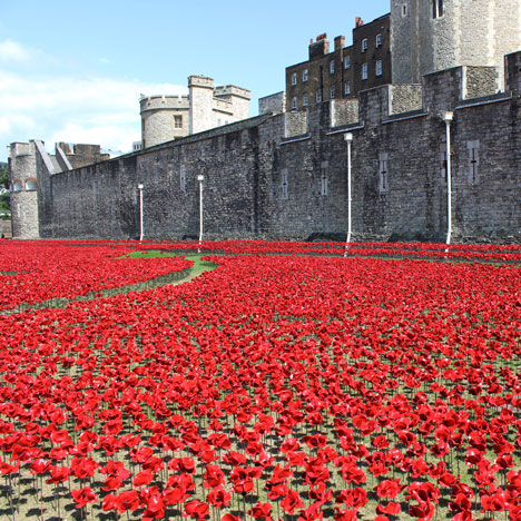 Porcelain poppies surround the Tower of London to commemorate World War I