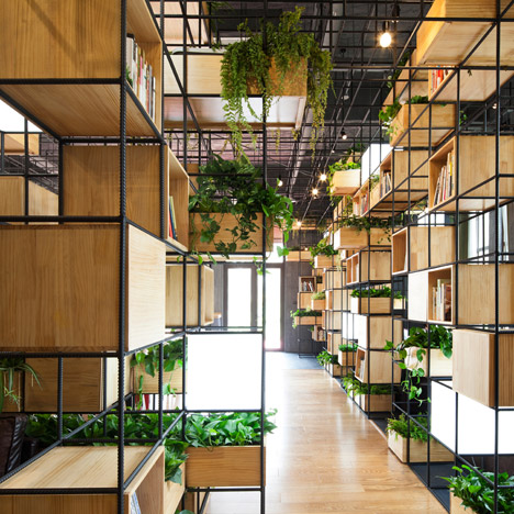 Penda's indoor planting modules provide a "green oasis" inside Home Cafe 