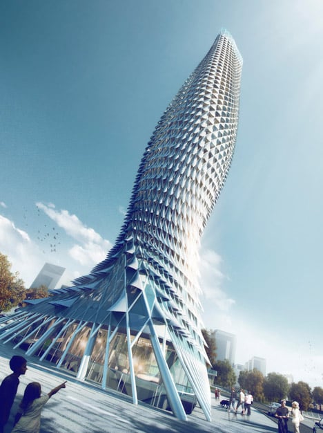 Doumen Observation Tower by RMJM is a fish-inspired skyscraper