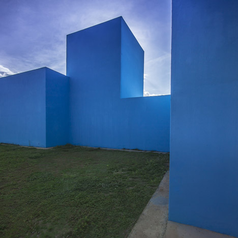 Cachaça Museum by Jô Vasconcellos has bright blue blocky facades