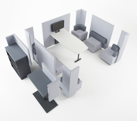 Brackets-lite office furniture by Nendo for Kokuyo