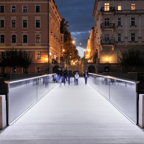 Arhitektura d.o.o. designs minimalist Ribja Brv Footbridge in the centre of Ljubljana