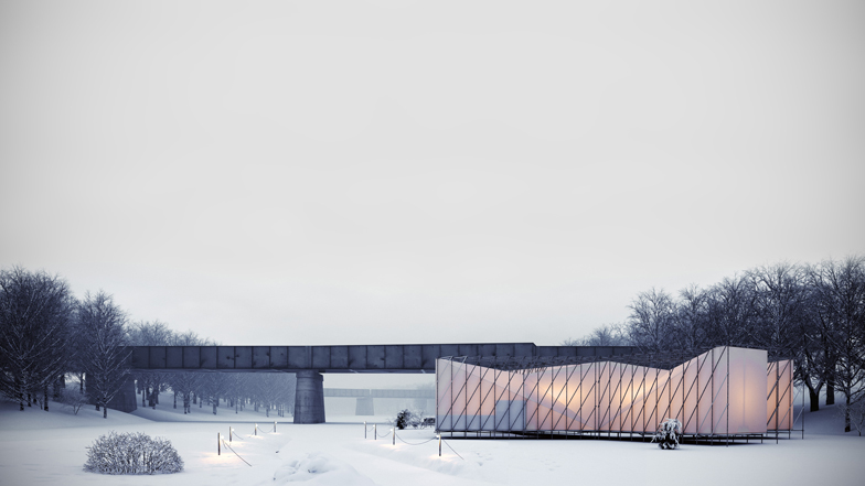 Pop-up restaurant on a frozen lake by OS31
