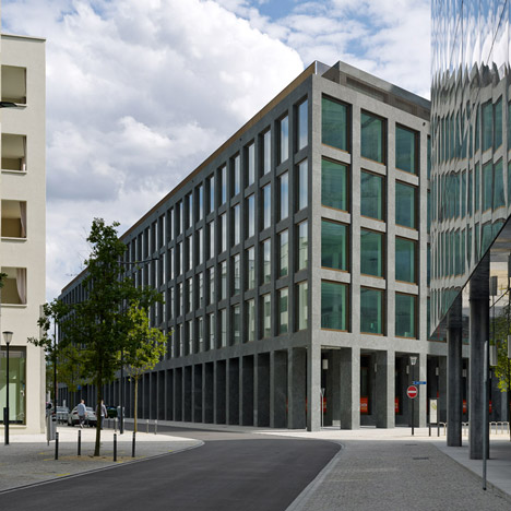 Zurich office block by Max Dudler features a gridded granite facade
