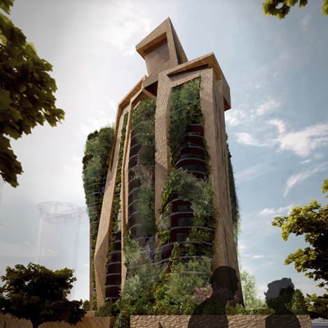 Chunky tower covered in plants proposed for Taiwan's capital
