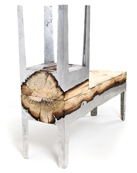 Cast Aluminum and Tree Trunk Furniture by Hilla Shamia Studio