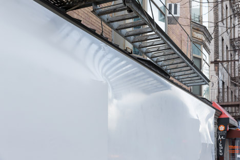 Blueprint white plastic installation at Storefront New York by SO-IL
