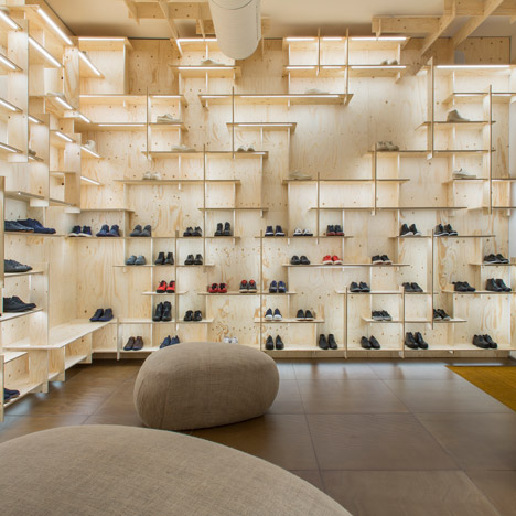 Kengo Kuma wraps the inside of Camper's Milan store in a timber grid