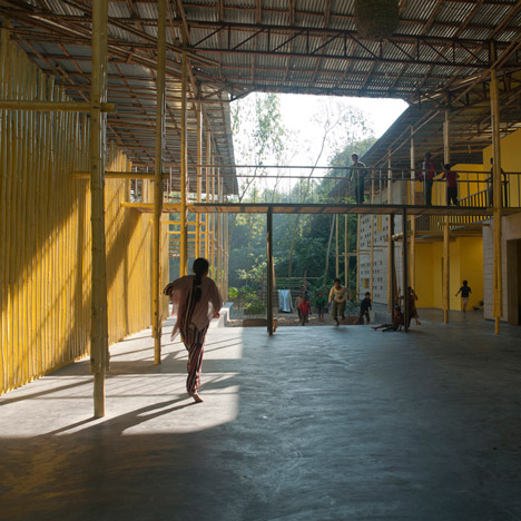 Bamboo-framed canopy shades Bangladesh community centre by Schilder Scholte