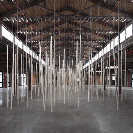 Studio Zimoun installation at Knockdown Center NYC
