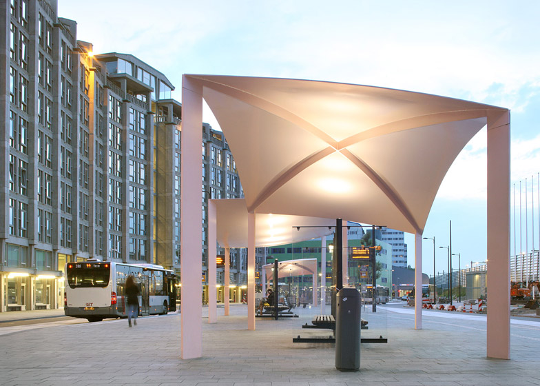 Pink Rotterdam Bus Shelters Boast Thin Steel Roofs
