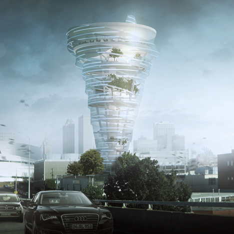 Proposal unveiled for tornado-shaped skyscraper with a revolving rooftop restaurant