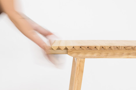 Wooden Cloth table by Nathalie Dackelid