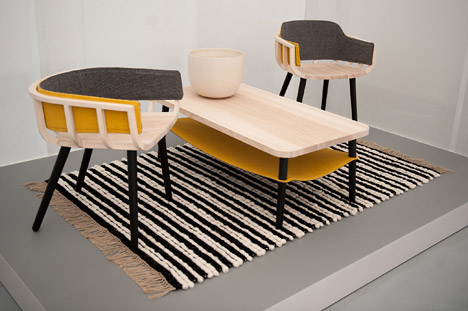 Mourne Milano Rug by Mourne Textiles, and Frame Chair and Hang Table by Notion and Mourne Textiles