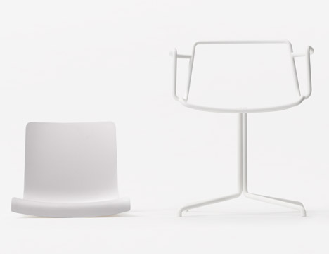 Offset-frame chair by Nendo
