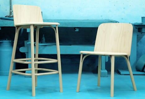 Split bent-wood chair by Arik Levy for TON