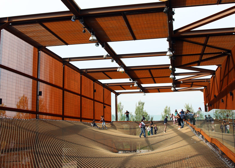 Brazil's Expo pavilion contains a bouncy landscape of rope
